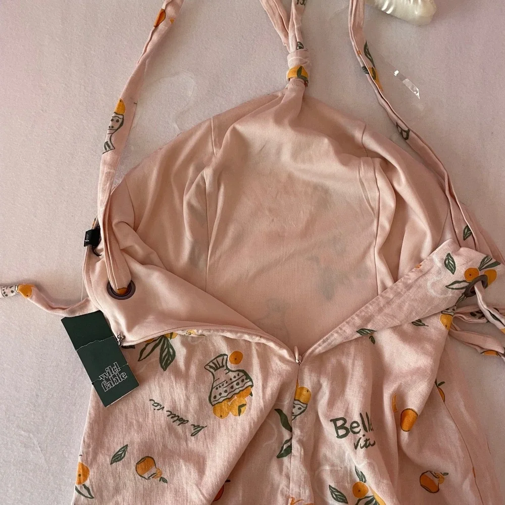 Wild‎ Fable Pink Bella Vita Orange Print Halter Mini Dress XS 331 09 3508
